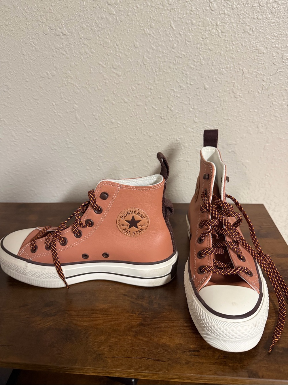 Converse high top sneakers — rose brown and cream